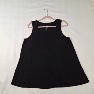 Womens Plus Sz 1X Black Flared Swing Tank Top Stretchy Michel Studio Collection